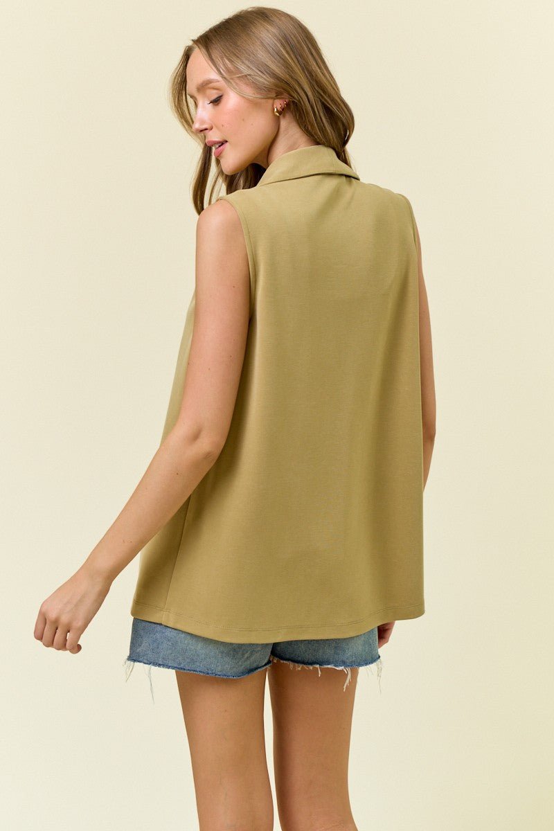 Shawl Neck Open Front Knit Vest Blazer - Mainstream Boutique
