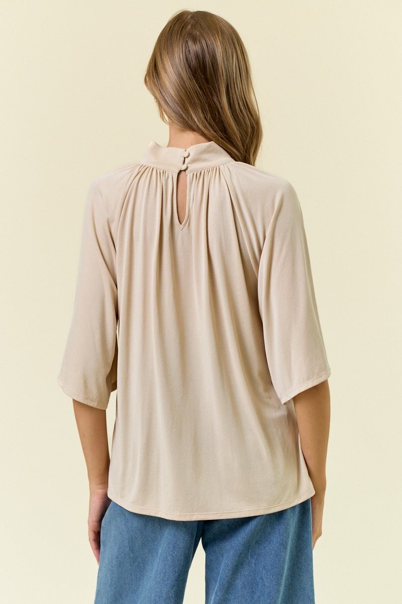 Modal Jersey Mock Neck Fluted Sleeve Top - Mainstream Boutique