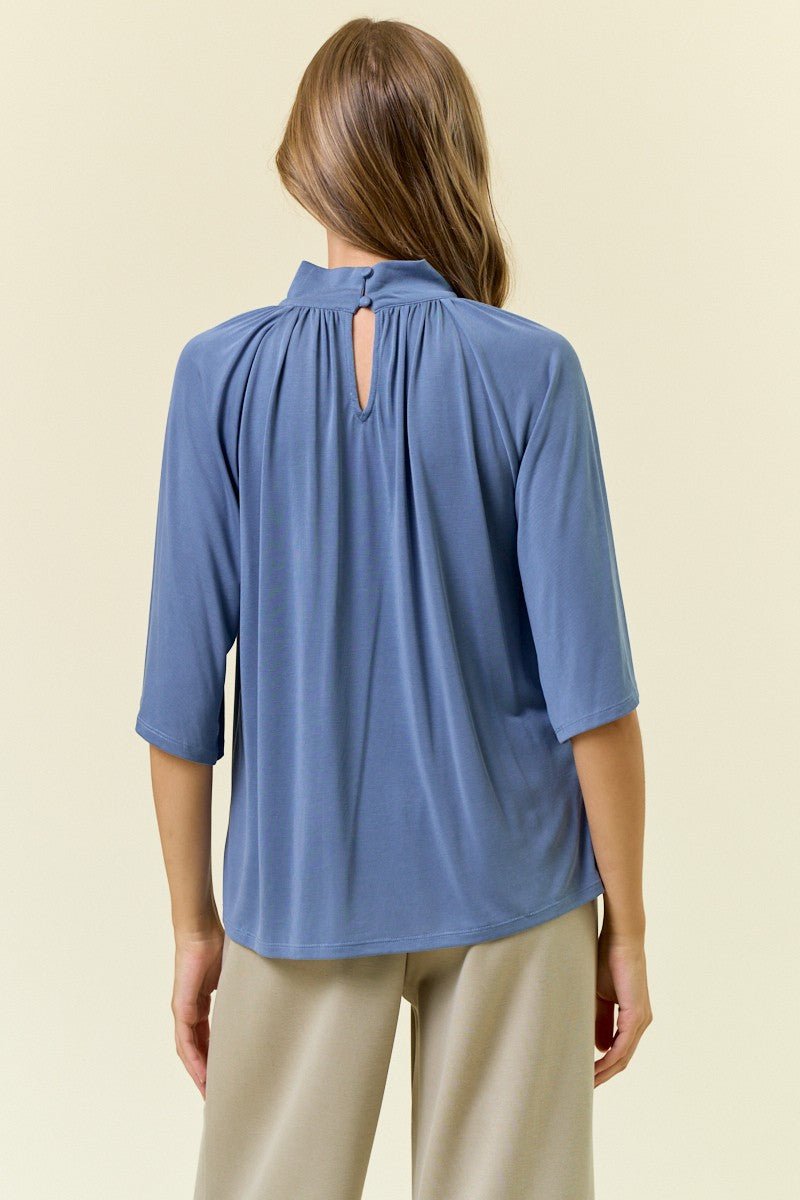 Modal Jersey Mock Neck Fluted Sleeve Top - Mainstream Boutique