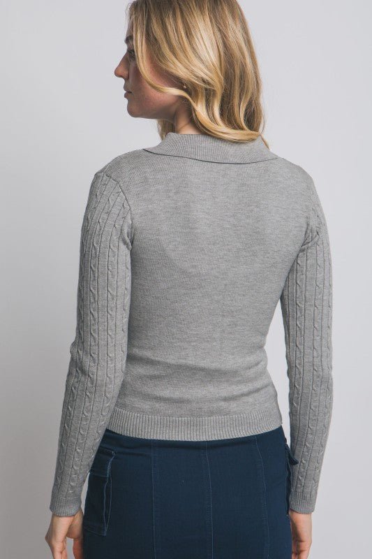 Polo Cable Knit Sweater Top - Mainstream Boutique