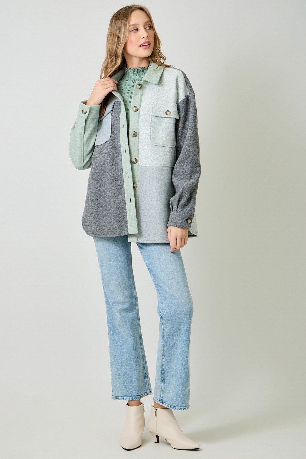 Color Blocked Shacket - Mainstream Boutique