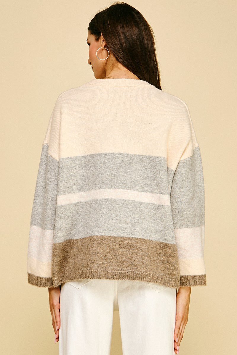 Pinch Colorblock Soft Yarn Sweater - Mainstream Boutique