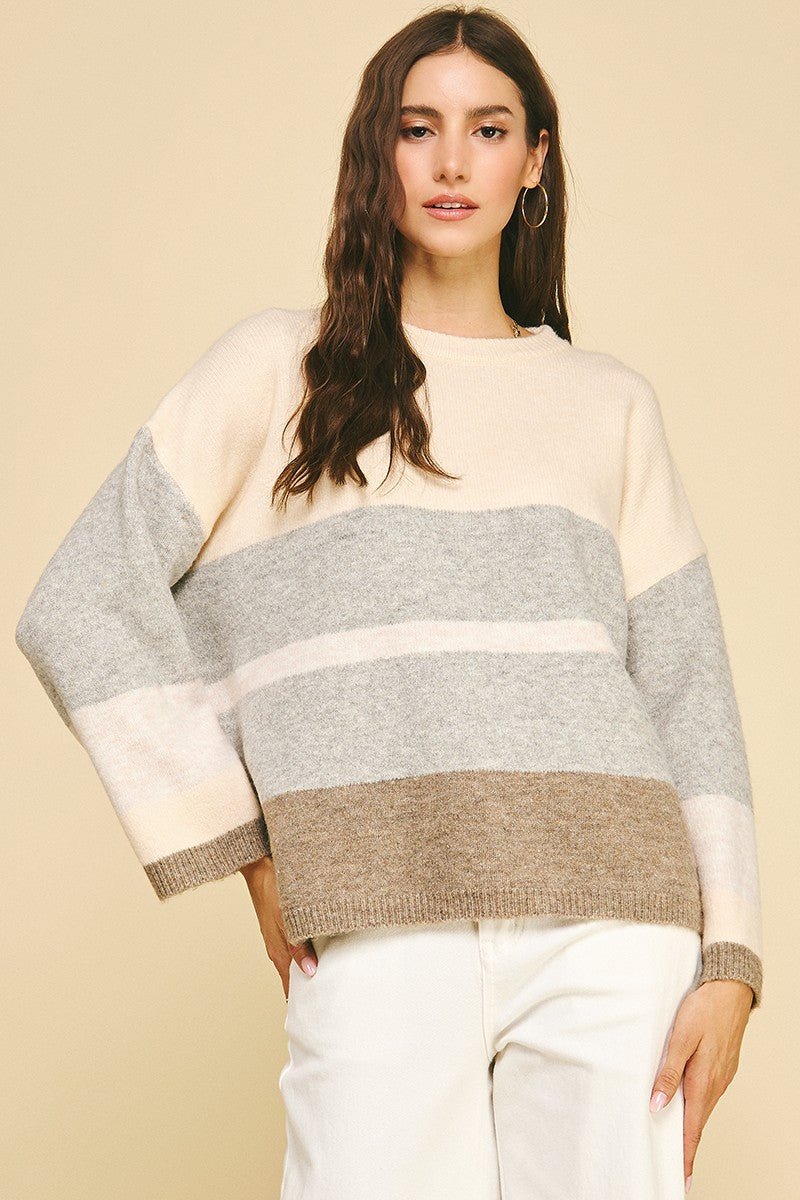 Pinch Colorblock Soft Yarn Sweater - Mainstream Boutique