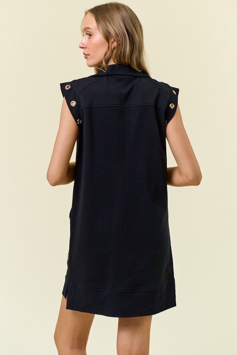 Grommet Detail Half Zip Sweatshirt Dress - Mainstream Boutique
