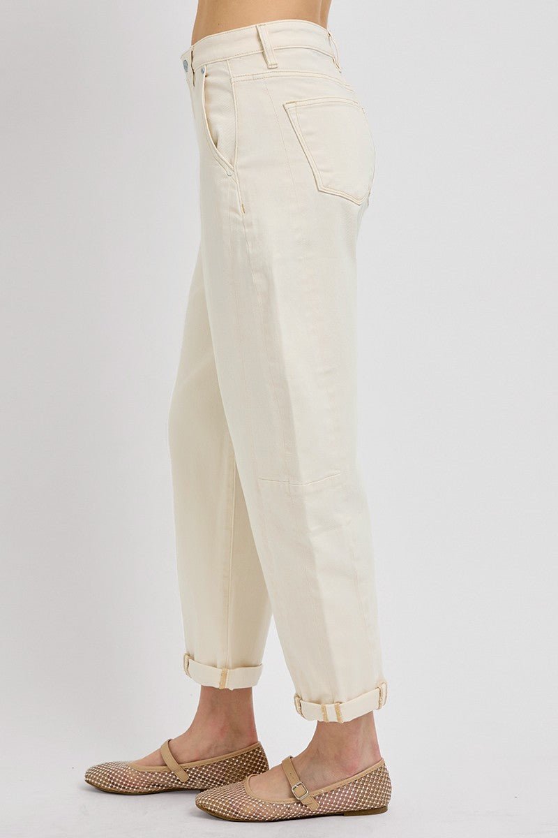 High Rise Relaxed Barrel Leg Jean - Ivory - Mainstream Boutique