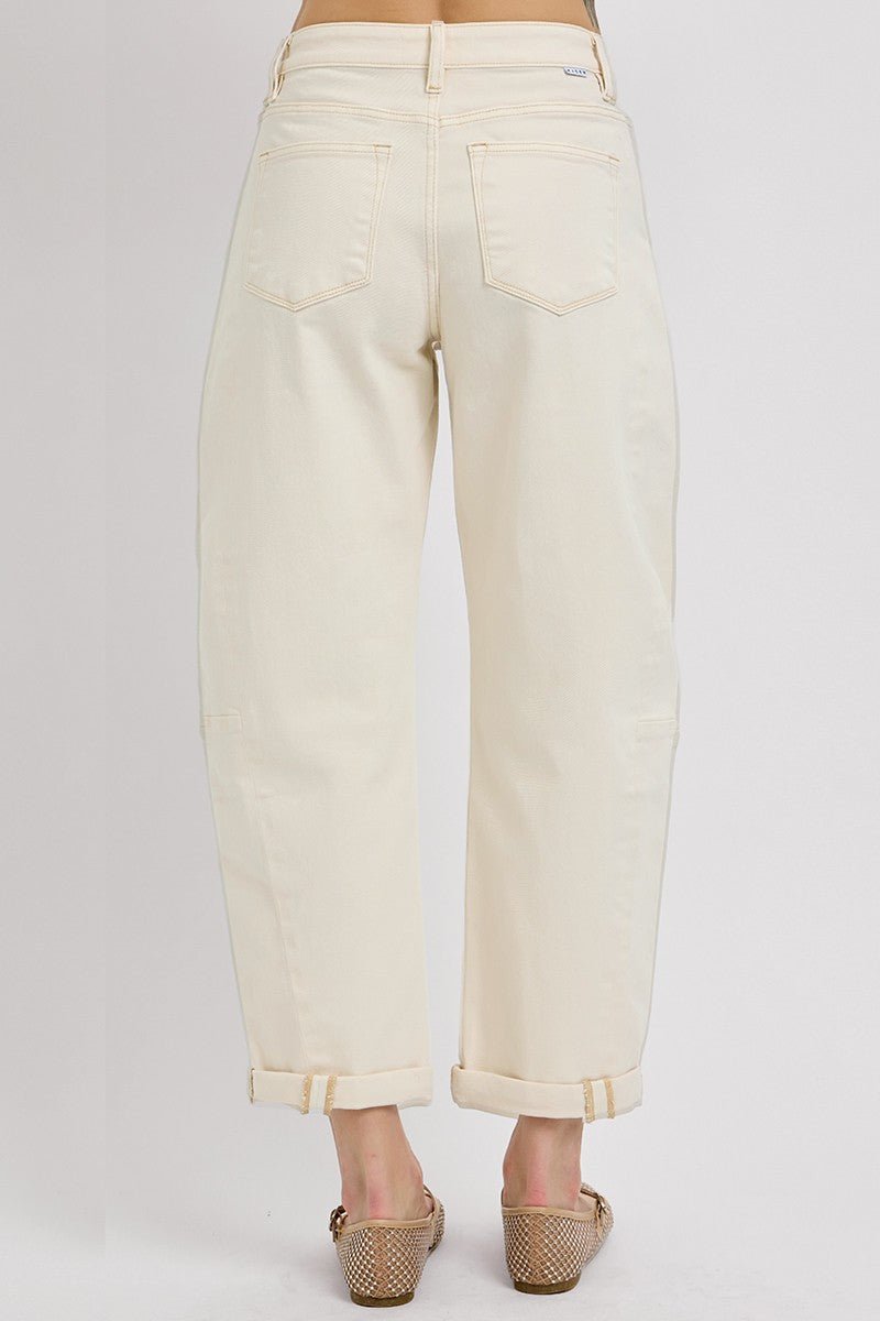 High Rise Relaxed Barrel Leg Jean - Ivory - Mainstream Boutique