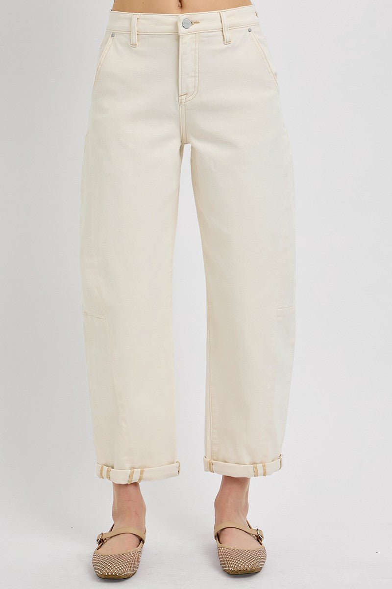 High Rise Relaxed Barrel Leg Jean - Ivory - Mainstream Boutique