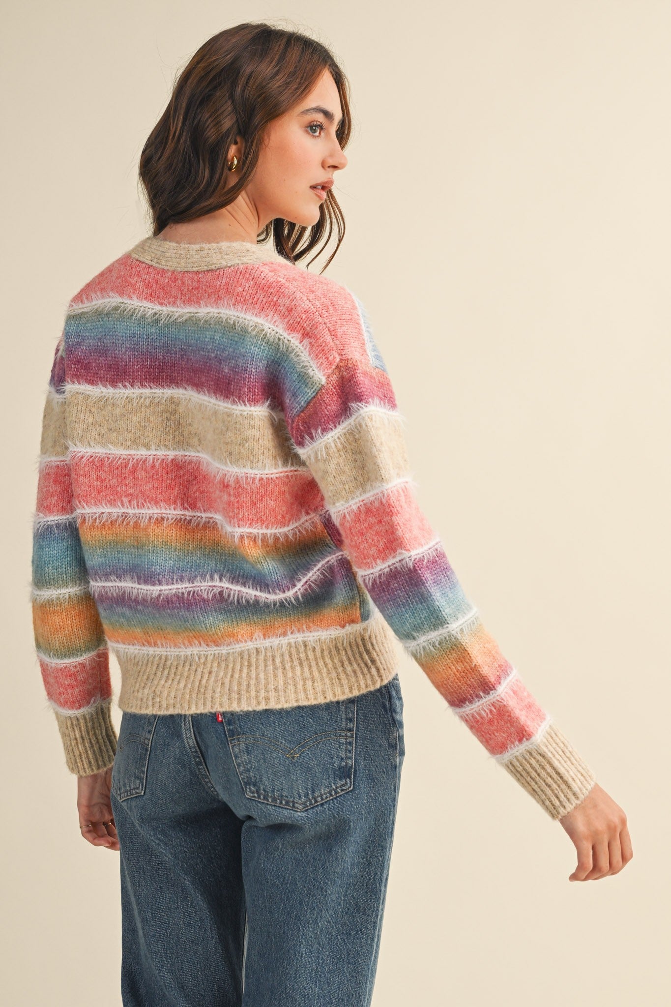 Ombre Striped Sweater Cardigan - Mainstream Boutique