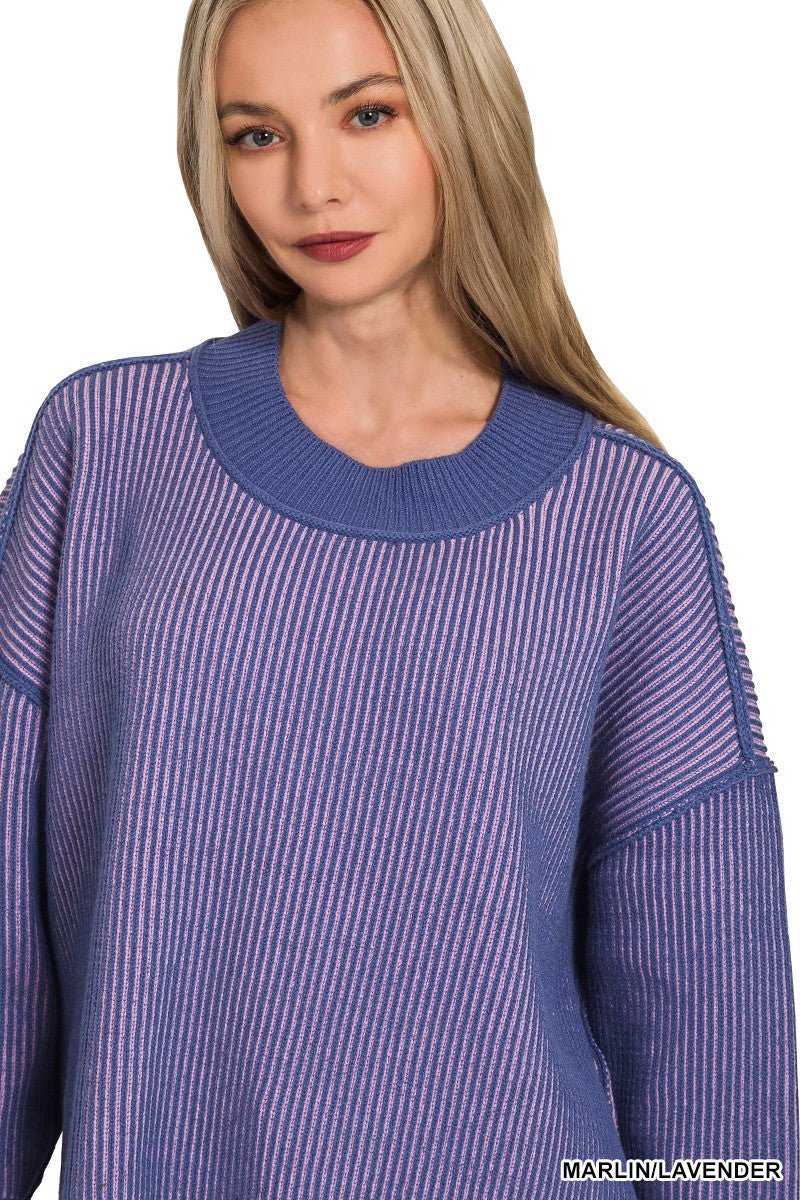 Exposed Seam Two Tone Sweater - Mainstream Boutique