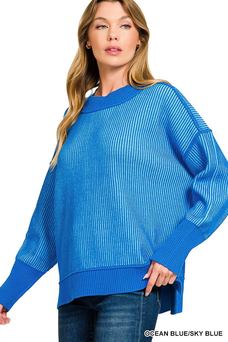 Exposed Seam Two Tone Sweater - Mainstream Boutique