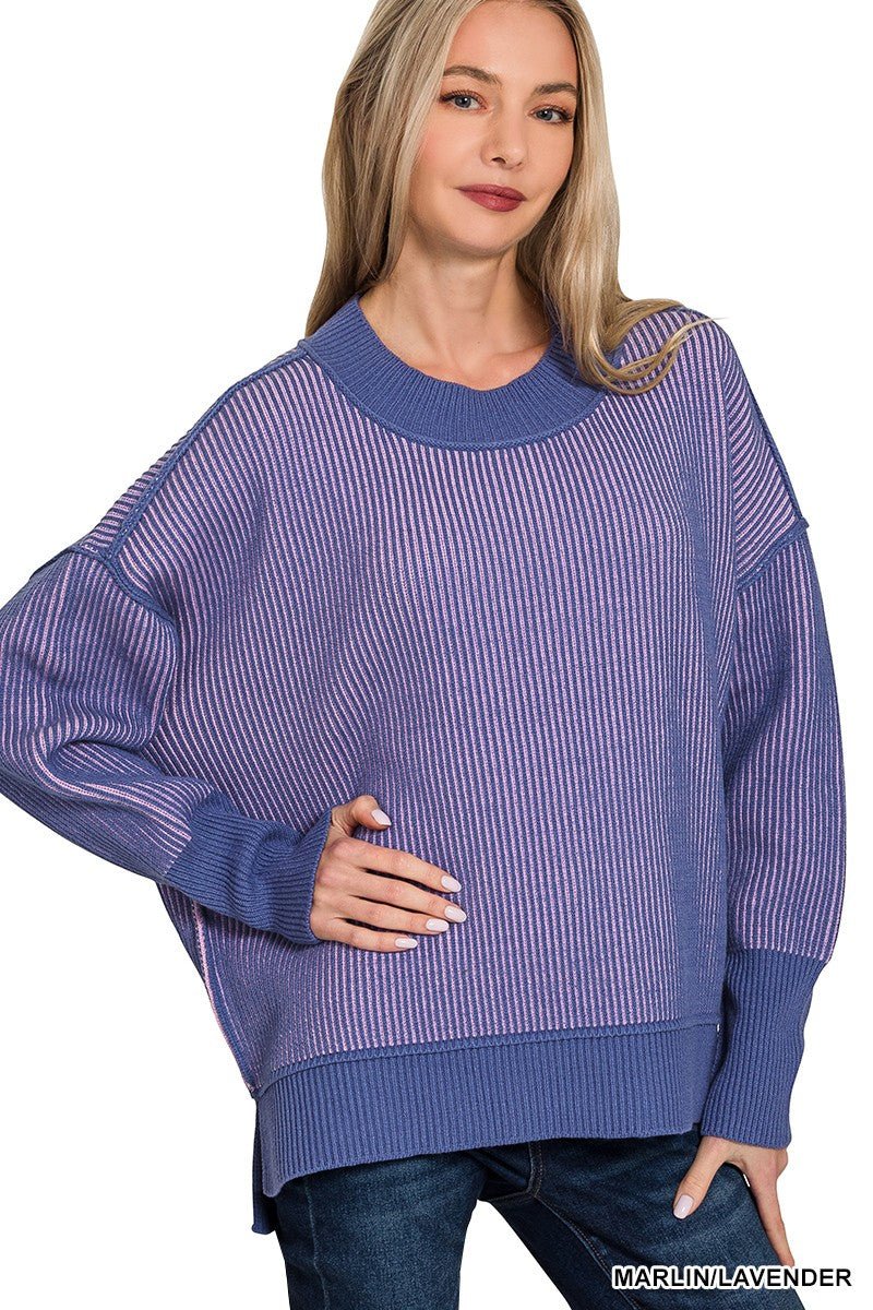Exposed Seam Two Tone Sweater - Mainstream Boutique