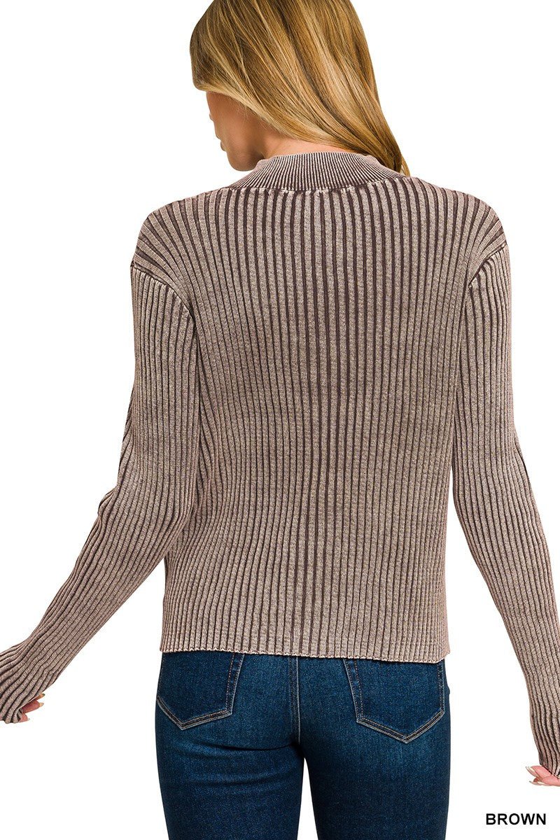 Two Tone Zip Up Sweater - Mainstream Boutique