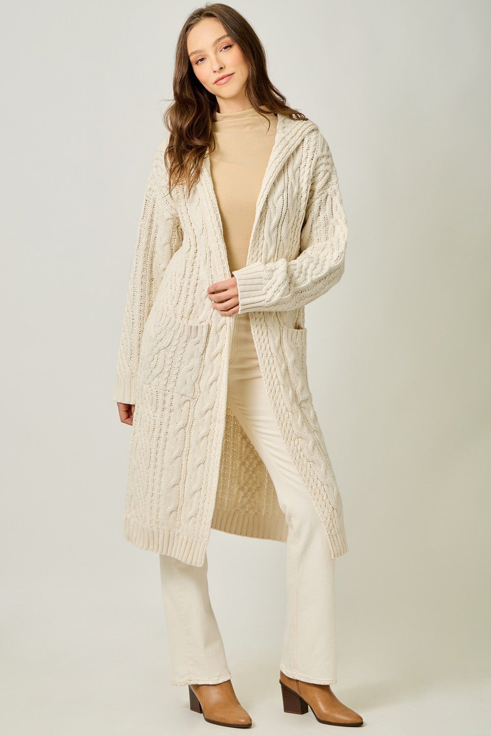 Sweater Open Long Hooded Cardigan - Mainstream Boutique