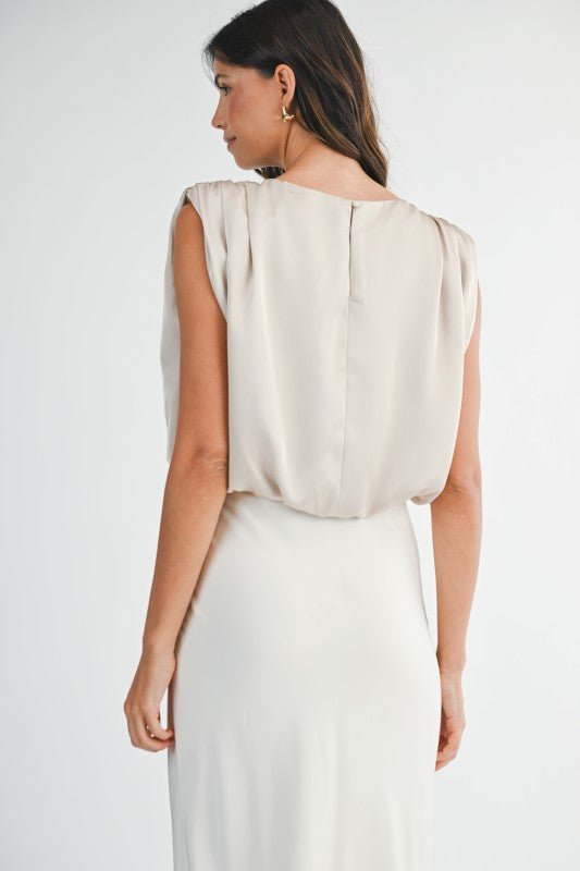 Satin Gathered Top - Mainstream Boutique