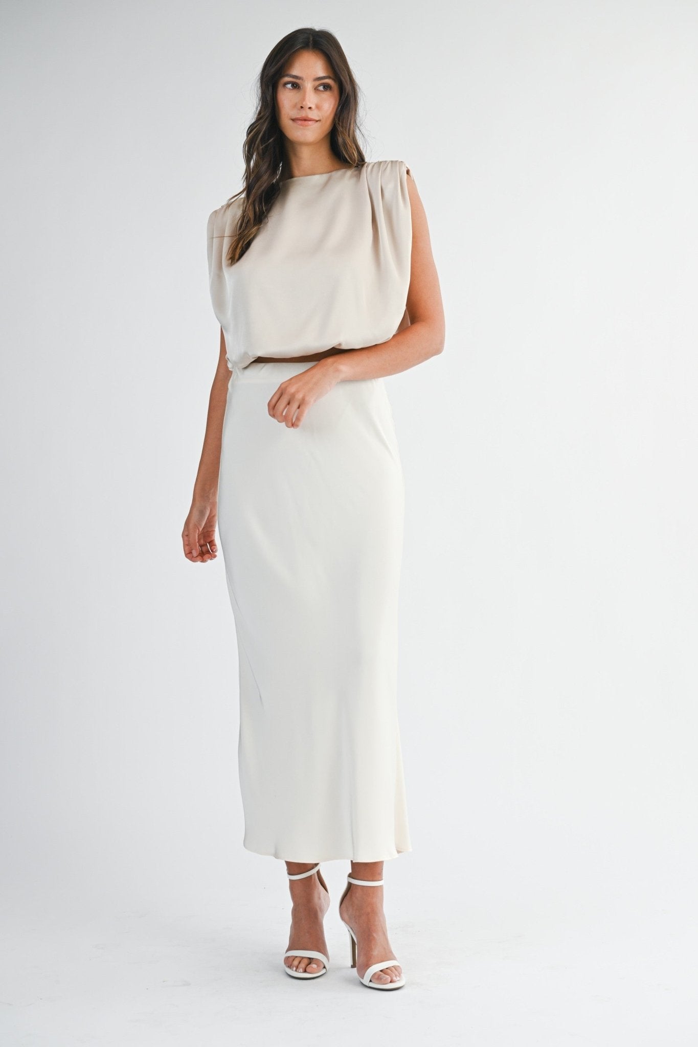 Satin Gathered Top - Mainstream Boutique