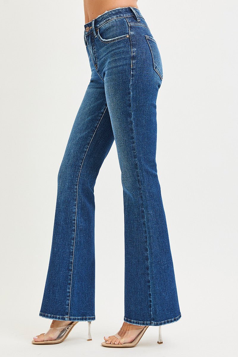 High Rise 33" Ins Flare Jean - Dark - Mainstream Boutique