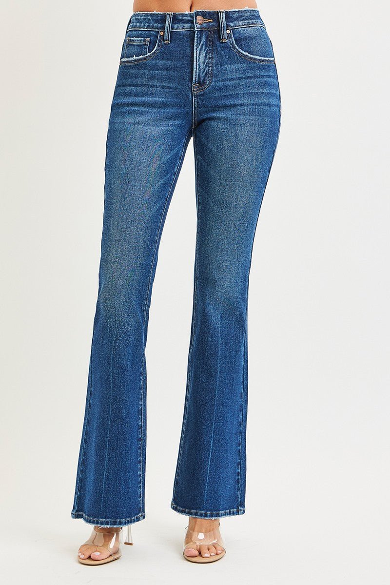High Rise 33" Ins Flare Jean - Dark - Mainstream Boutique