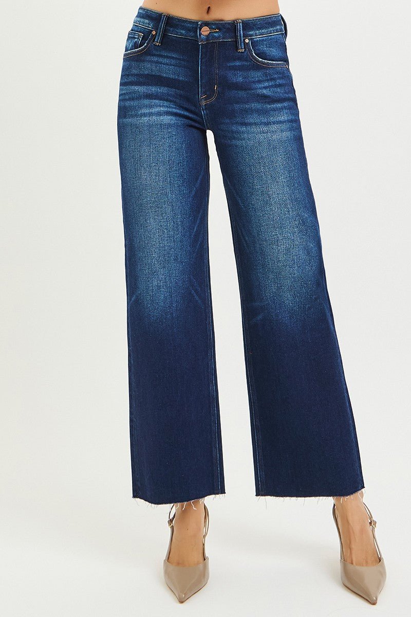 Mid Rise Crop Straight With Raw Hem - Mainstream Boutique