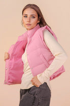 Mock Neck Casual Puffer Vest - Mainstream Boutique
