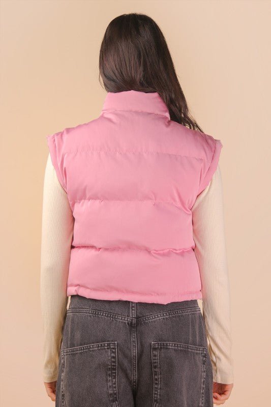 Mock Neck Casual Puffer Vest - Mainstream Boutique