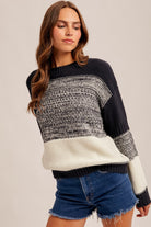 Color Block Striped Sweater Knit Top - Mainstream Boutique