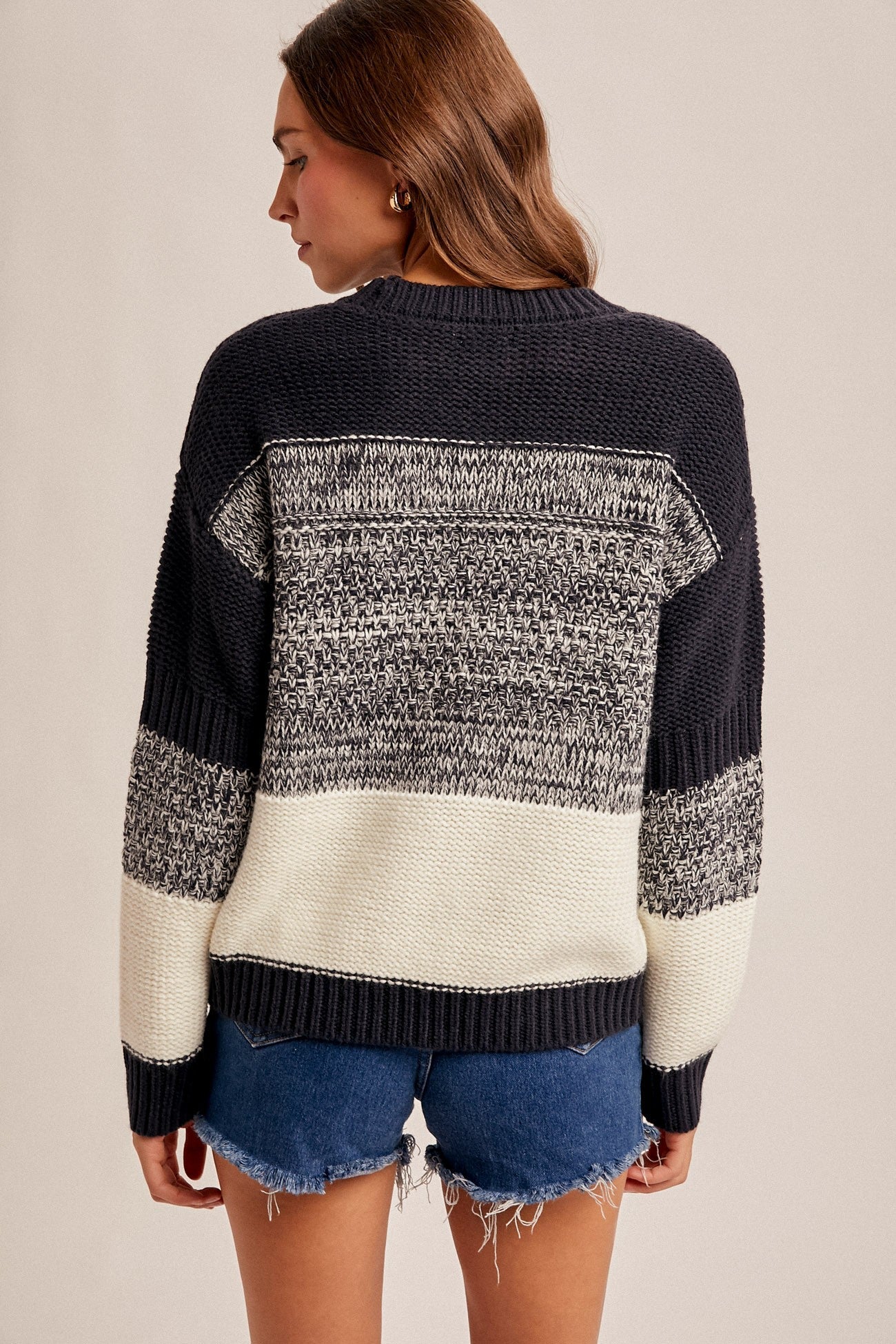 Color Block Striped Sweater Knit Top - Mainstream Boutique