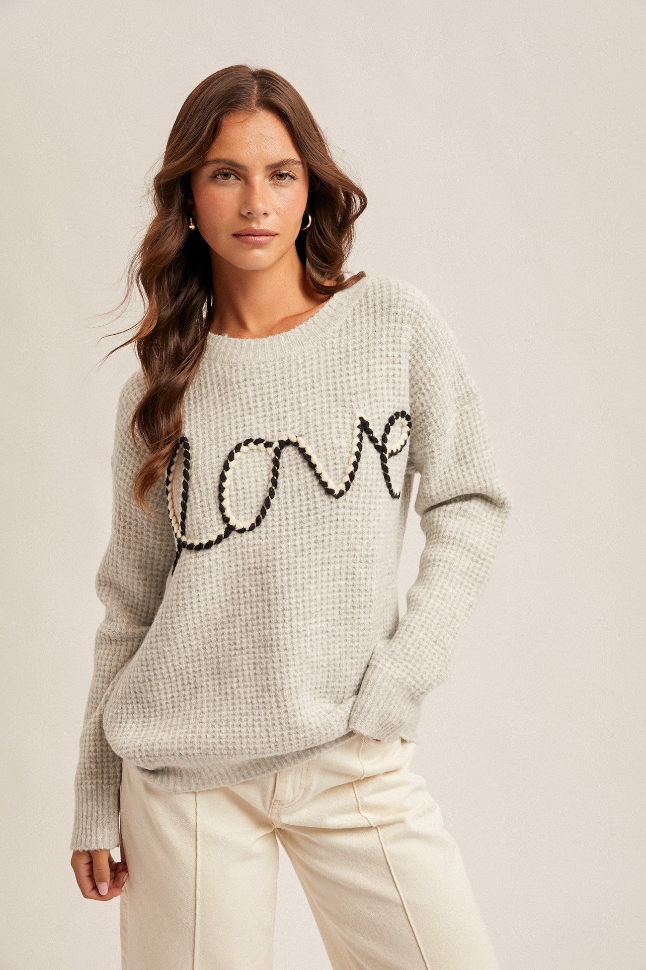Two Tone LOVE Pullover Sweater - Mainstream Boutique
