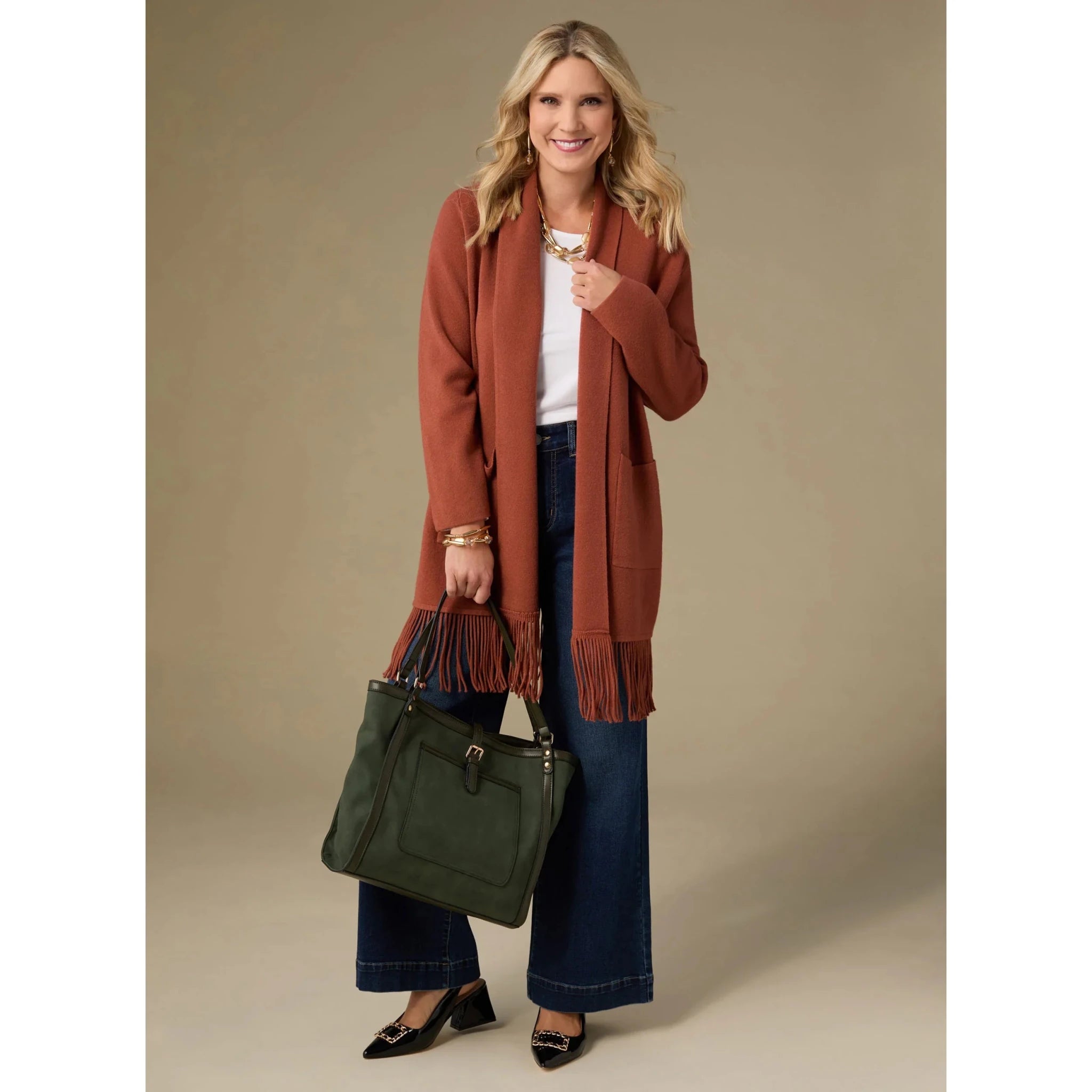 Heavenly - Luxe Mid Length Cardigan With Fringe - Mainstream Boutique