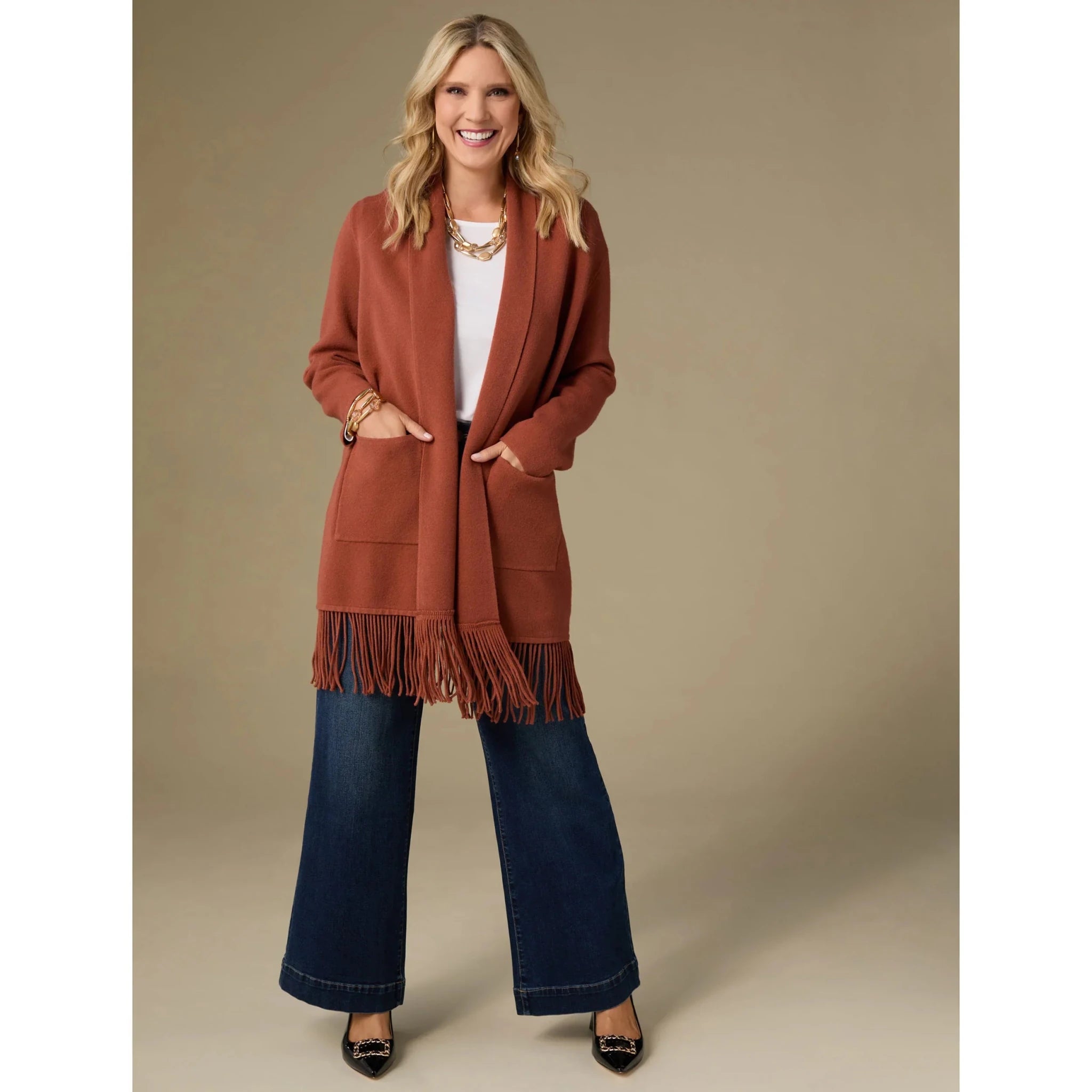 Heavenly - Luxe Mid Length Cardigan With Fringe - Mainstream Boutique