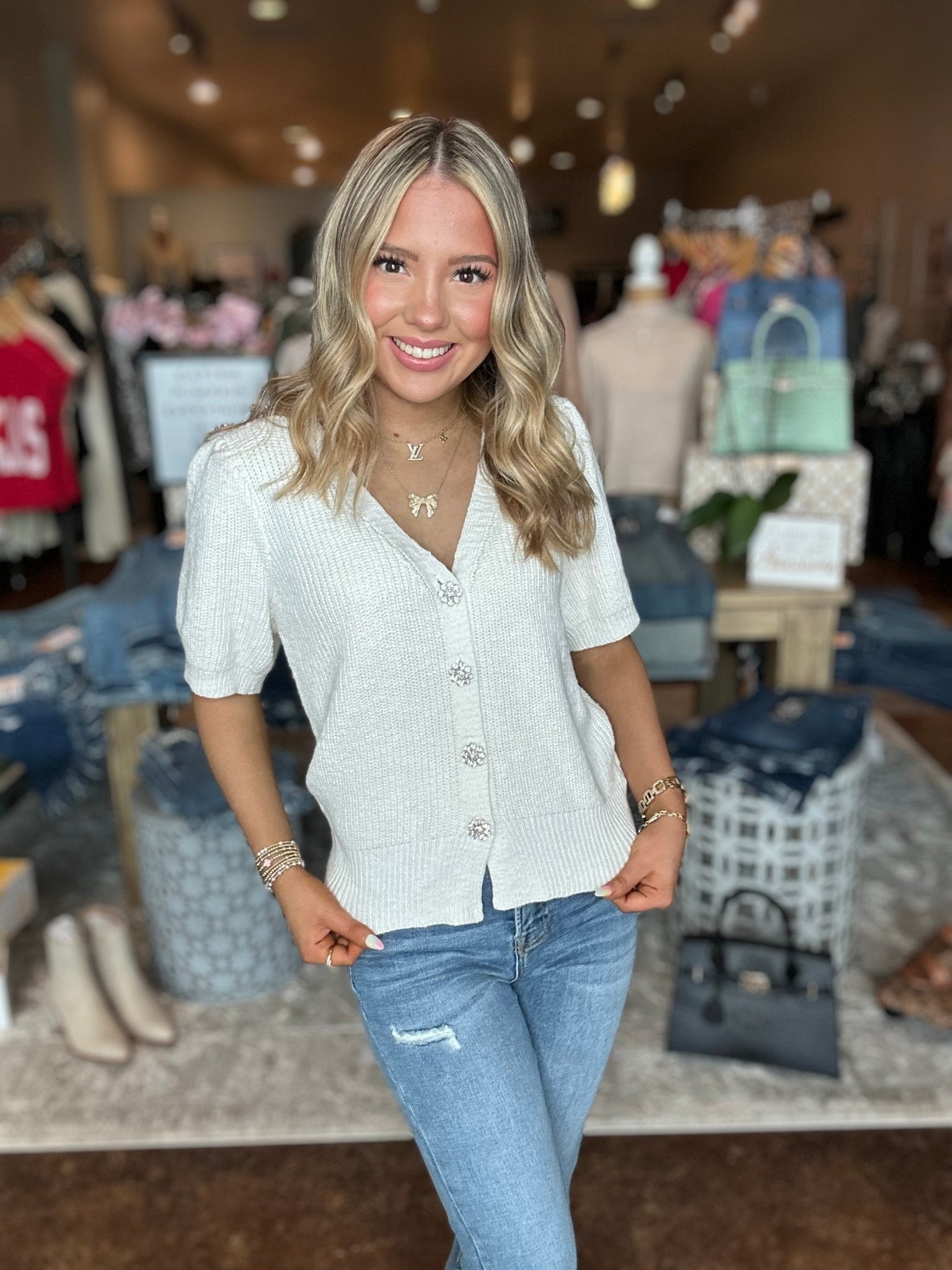Short Sleeve Solid Knit Cardigan - Mainstream Boutique