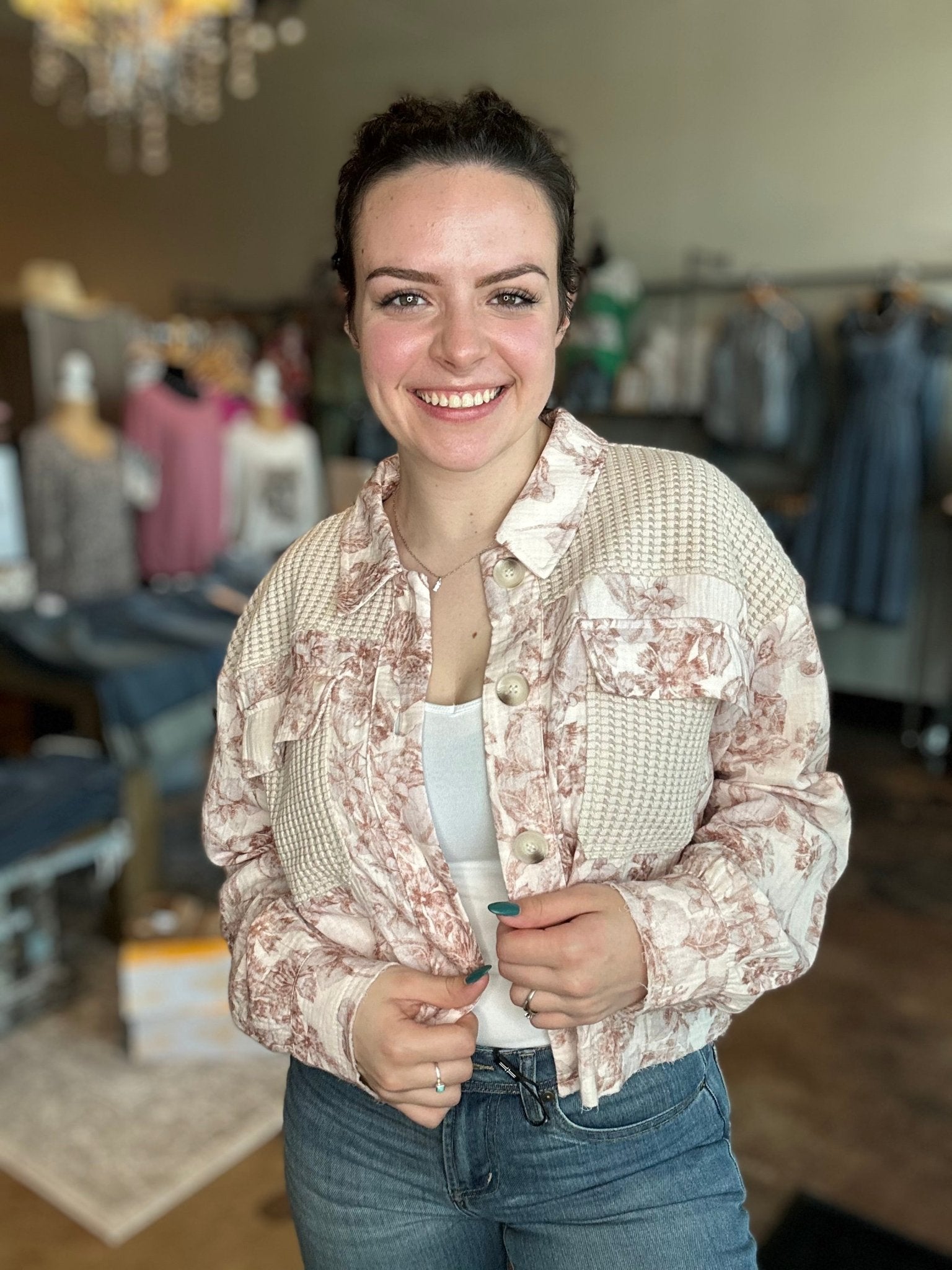 Mixed Media Floral Jacket - Mainstream Boutique