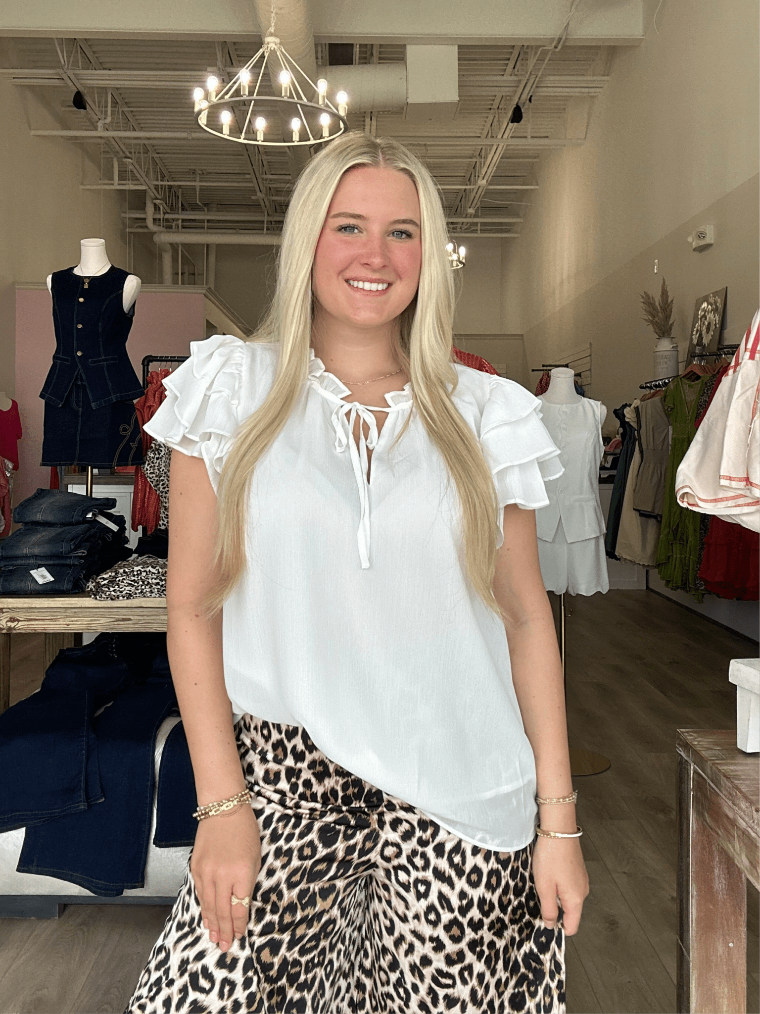 Ruffle Sleeve Blouse Top - Mainstream Boutique