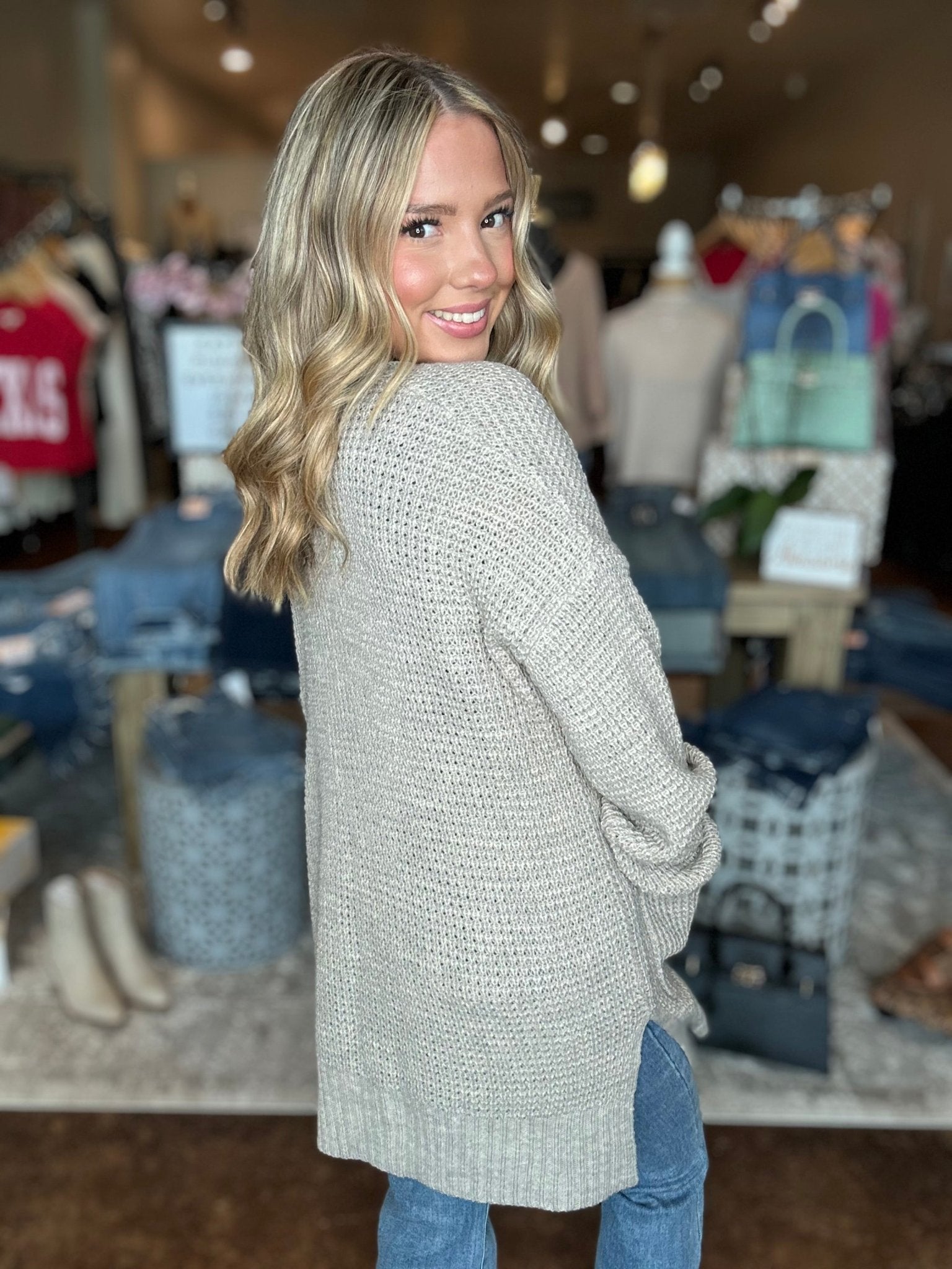 Waffle Knit Cardigan - Mainstream Boutique