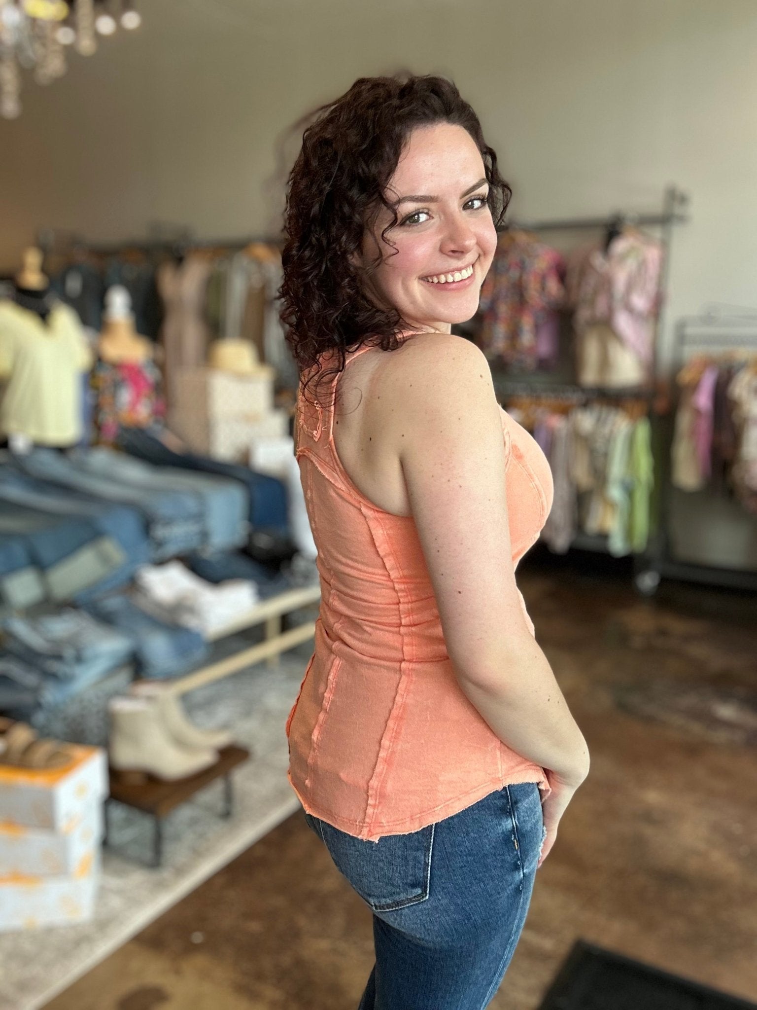 Crinkle Washed French Terry Raw Edge Top - Mainstream Boutique