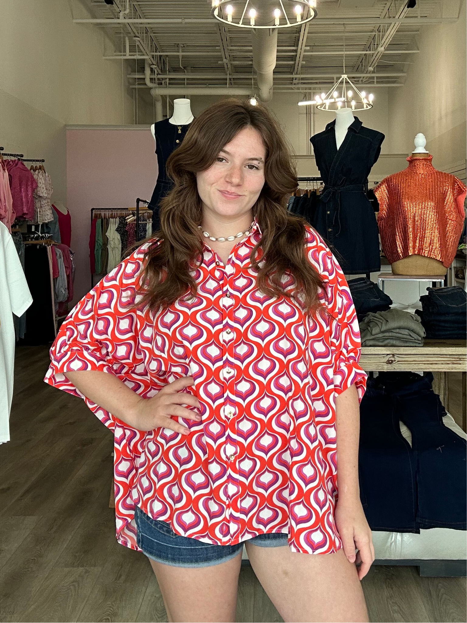 Ogee Printed Button Down Top - Mainstream Boutique