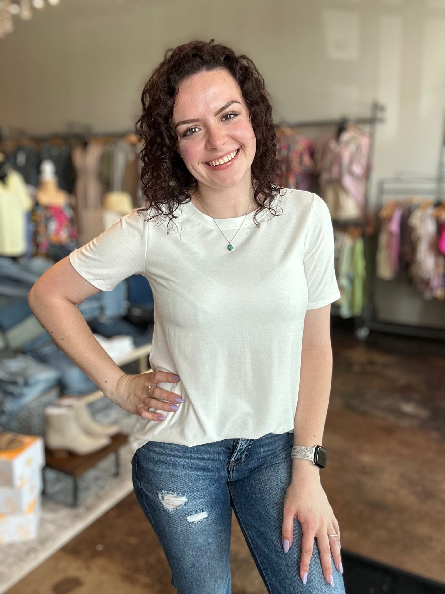 Short Sleeve Round Neck Top - Mainstream Boutique