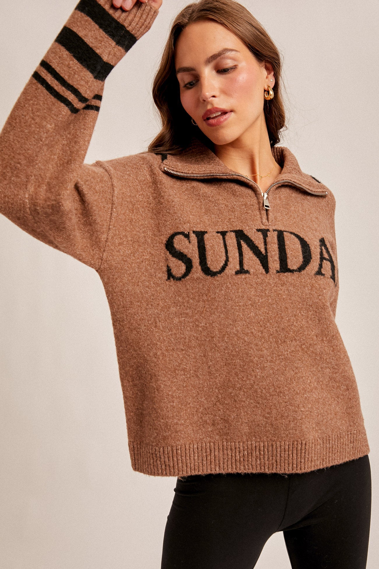 Half Zip "Sunday" Sweater - Mainstream Boutique