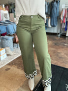 Contrast Cuff Wide Leg Pants - Mainstream Boutique