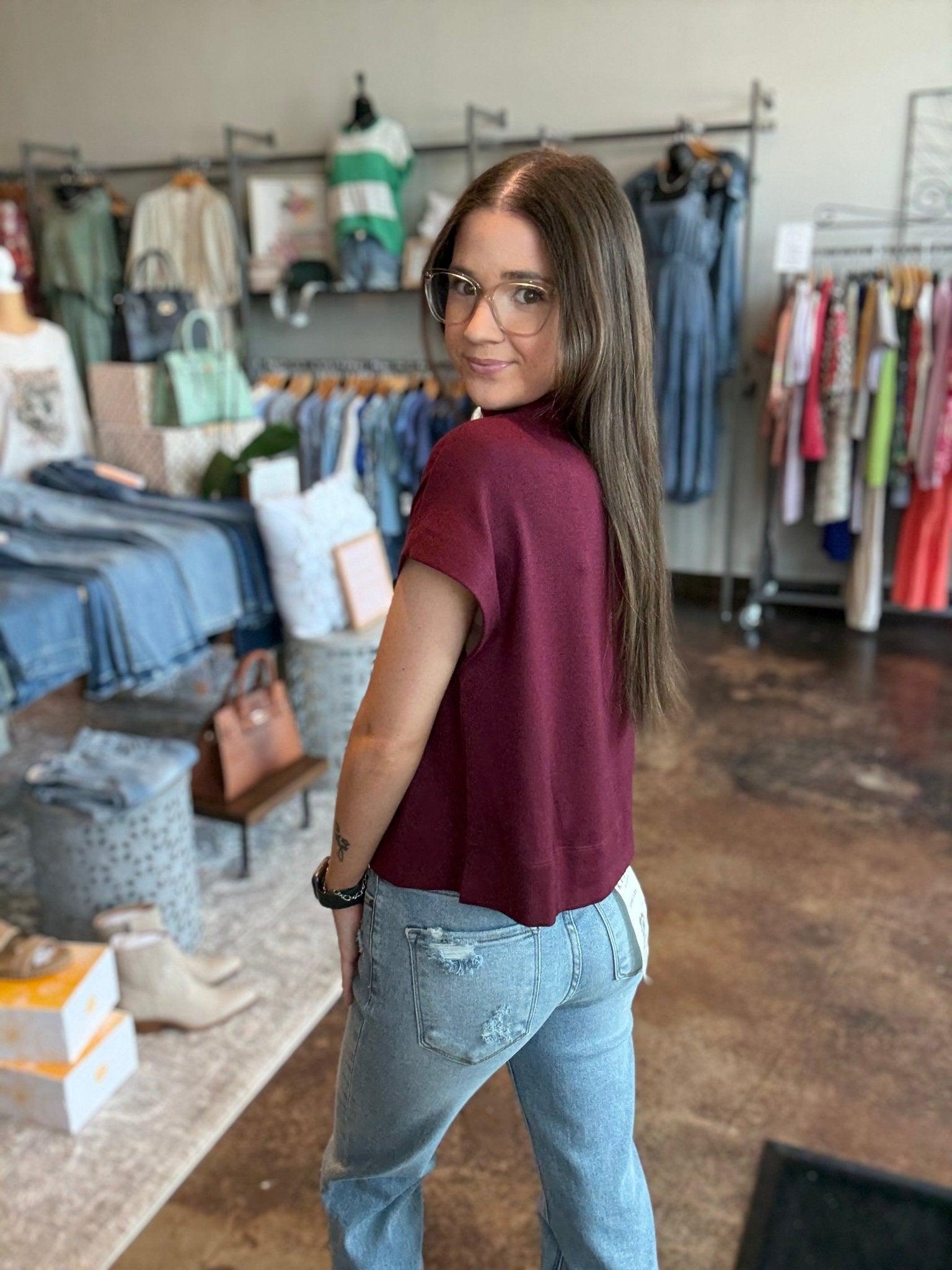 Cap Sleeve Mock Neck Knit Top - Mainstream Boutique