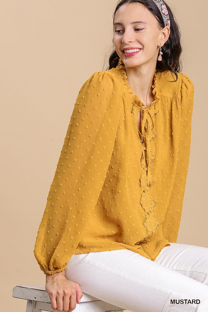 Textured Tie - Front Blouse - Mainstream Boutique
