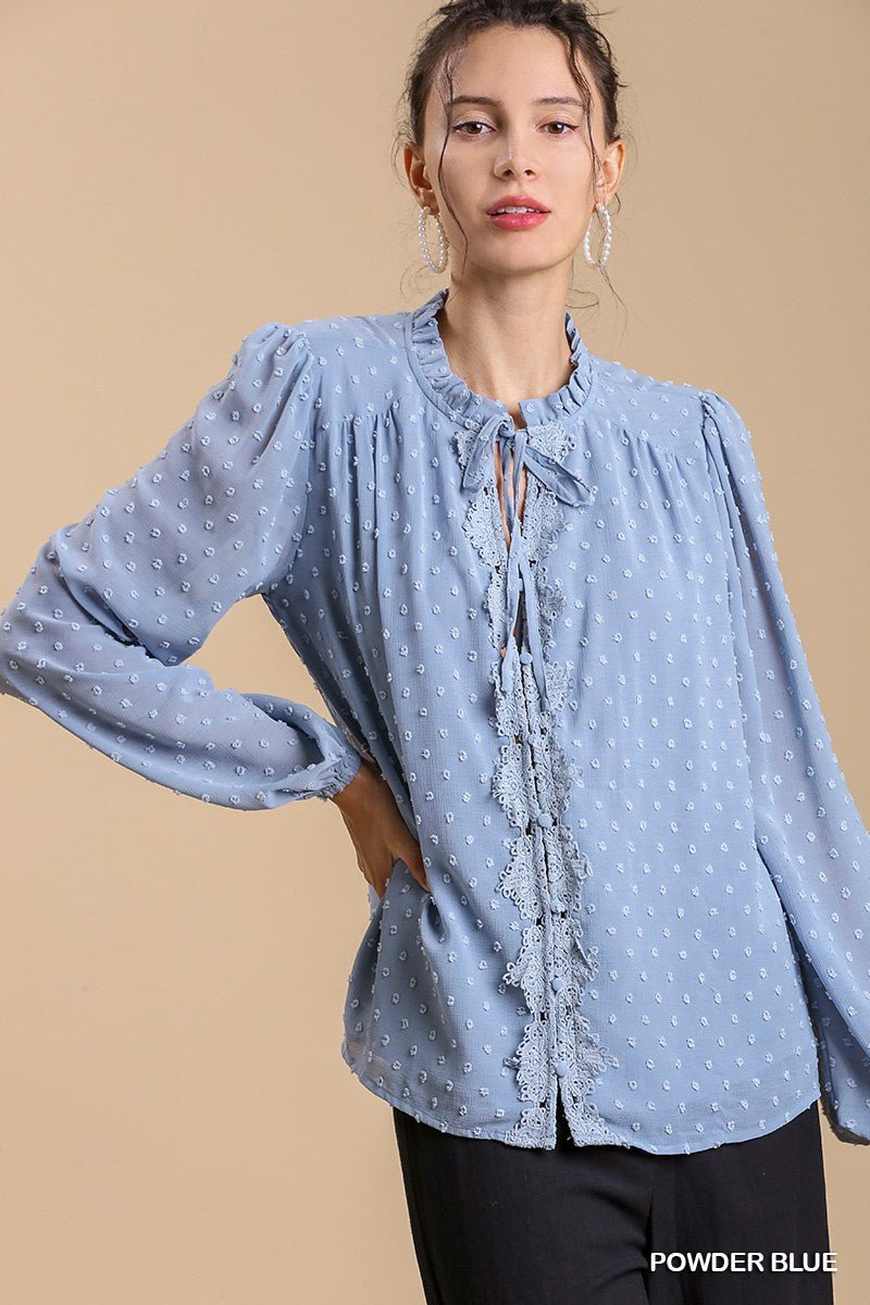 Textured Tie - Front Blouse - Mainstream Boutique