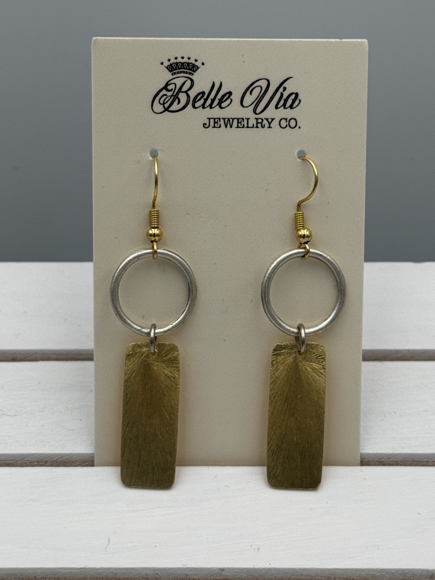 Circle & Rectangle Earring On French Wire - Mainstream Boutique