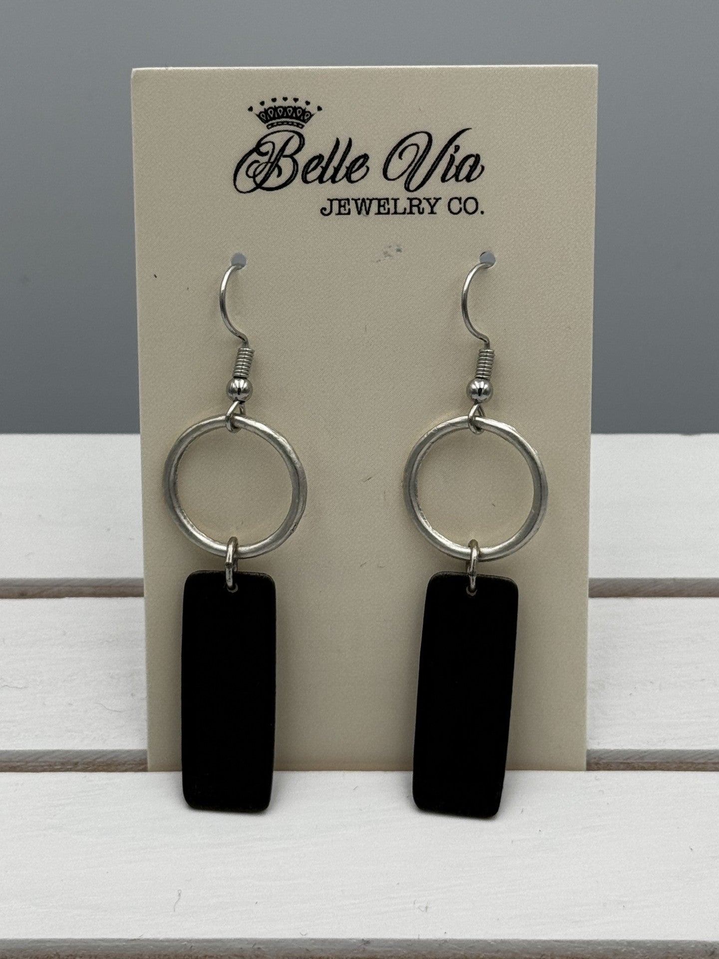 Circle & Rectangle Earring On French Wire - Mainstream Boutique