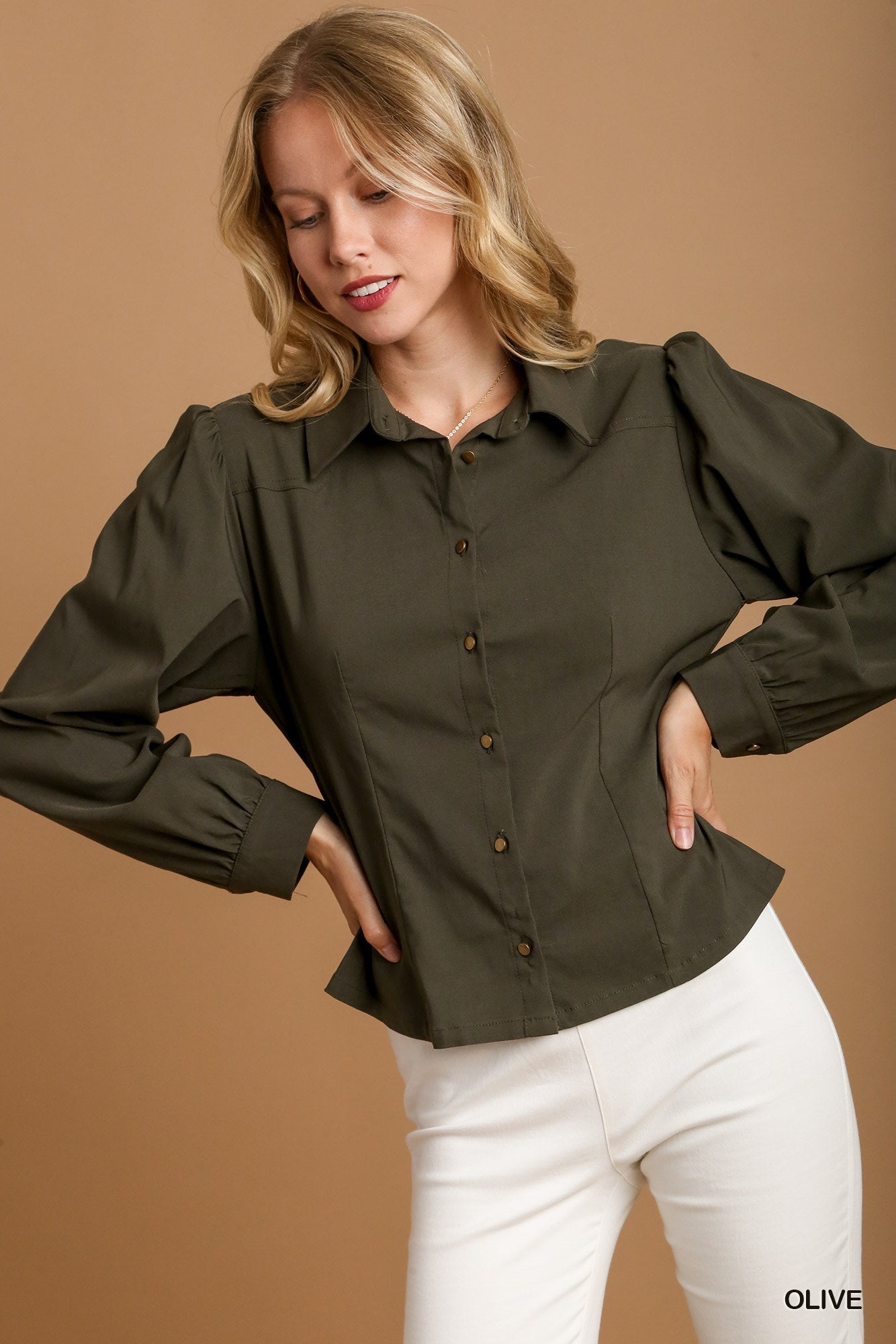 Solid Collared Button Down Shirt - Mainstream Boutique