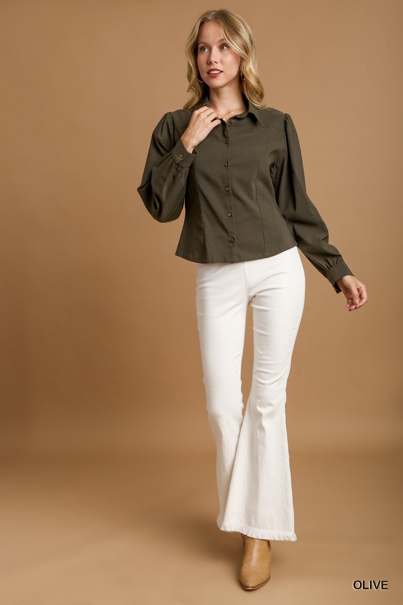Solid Collared Button Down Shirt - Mainstream Boutique