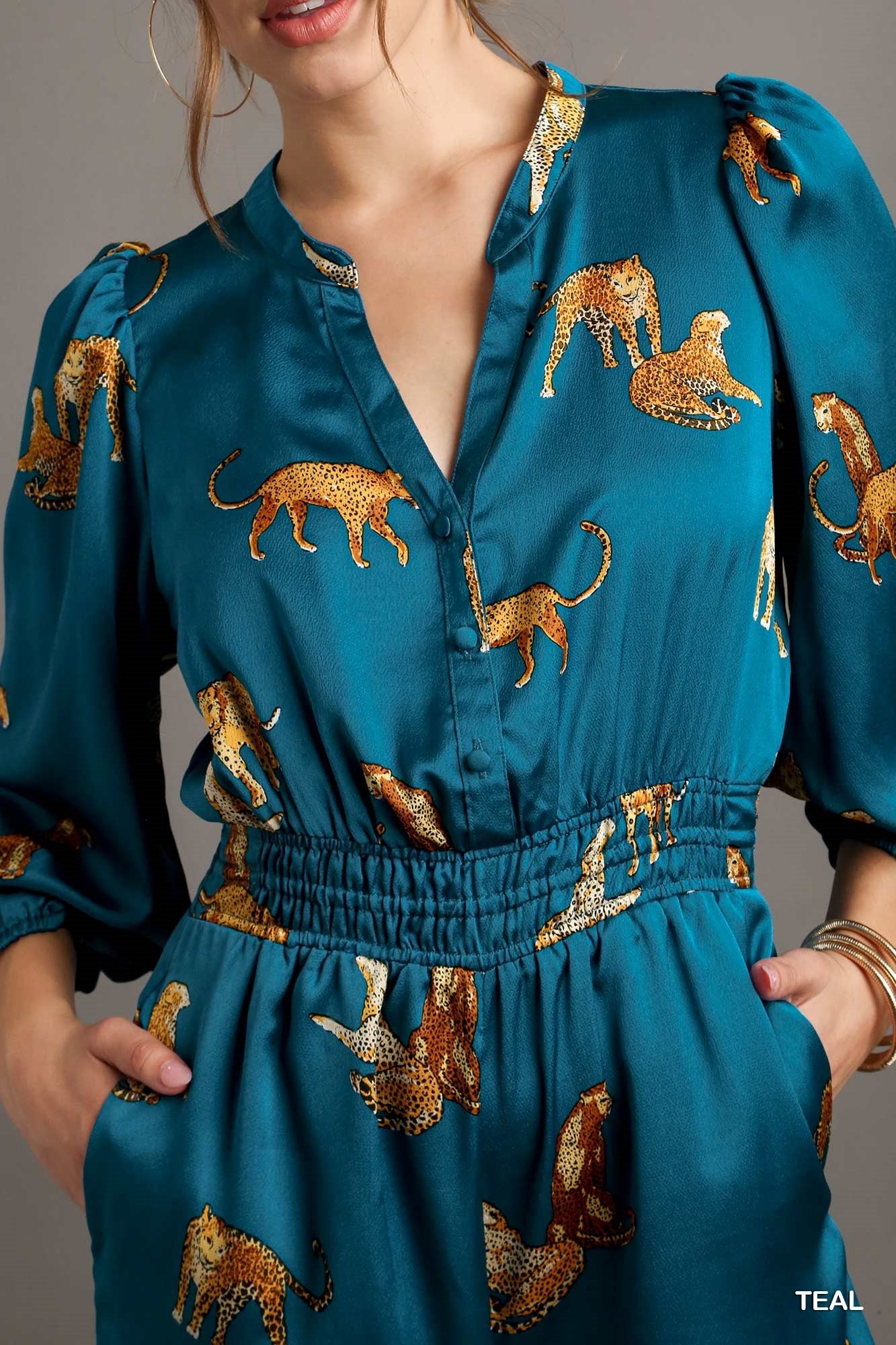 Tiger Print Satin Jumpsuit - Mainstream Boutique