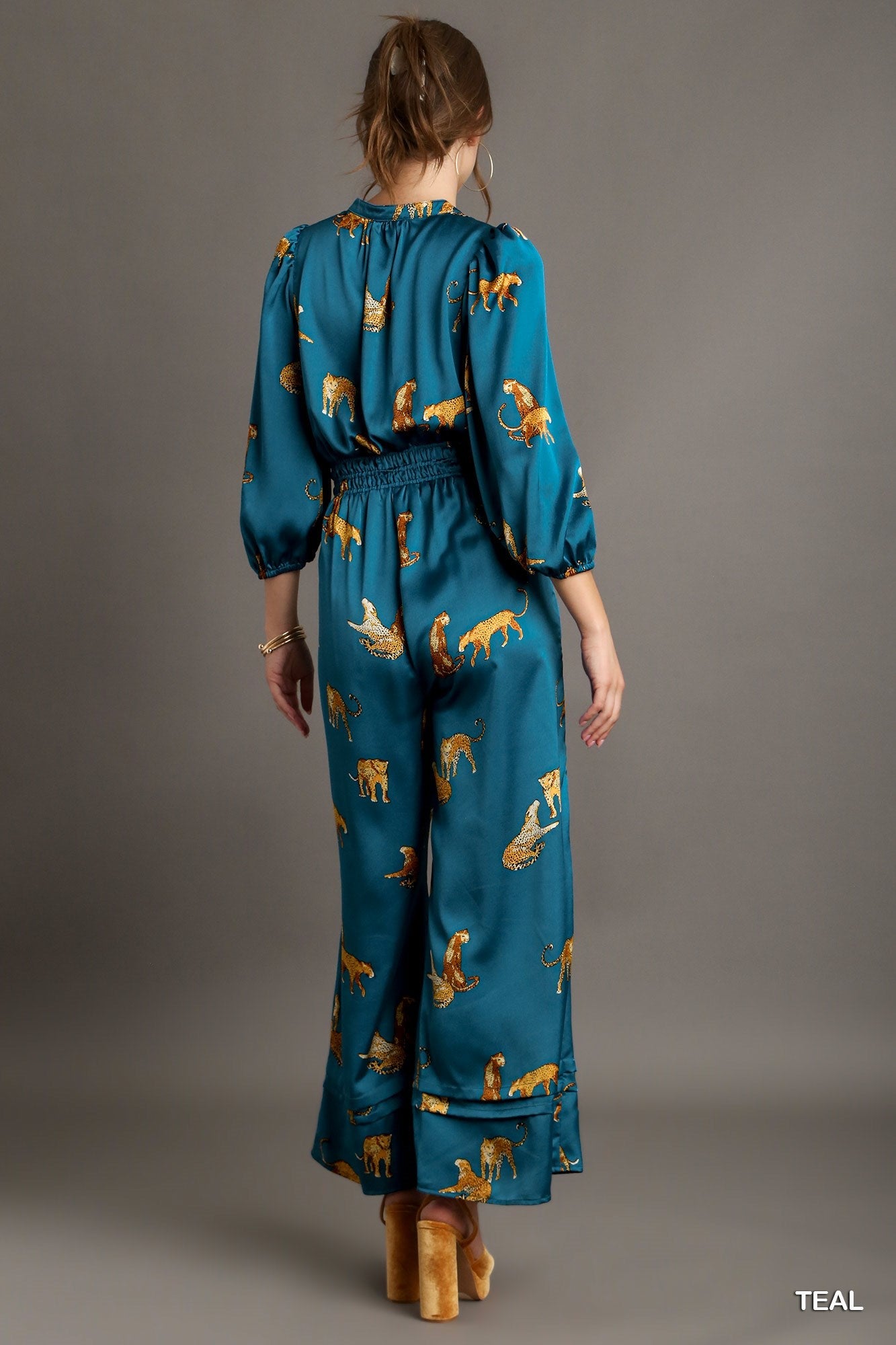 Tiger Print Satin Jumpsuit - Mainstream Boutique