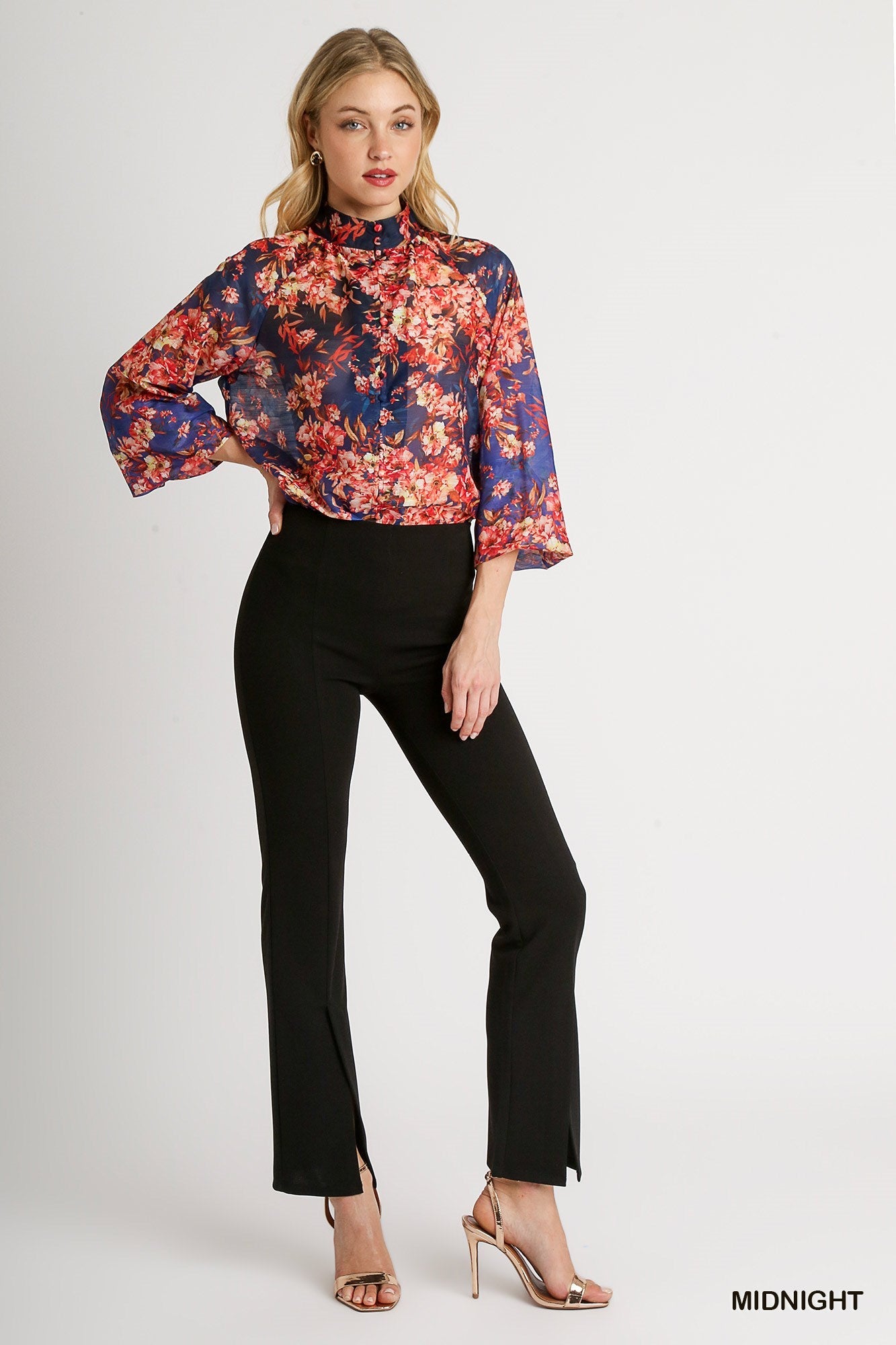 Floral Satin Button Blouse - Mainstream Boutique