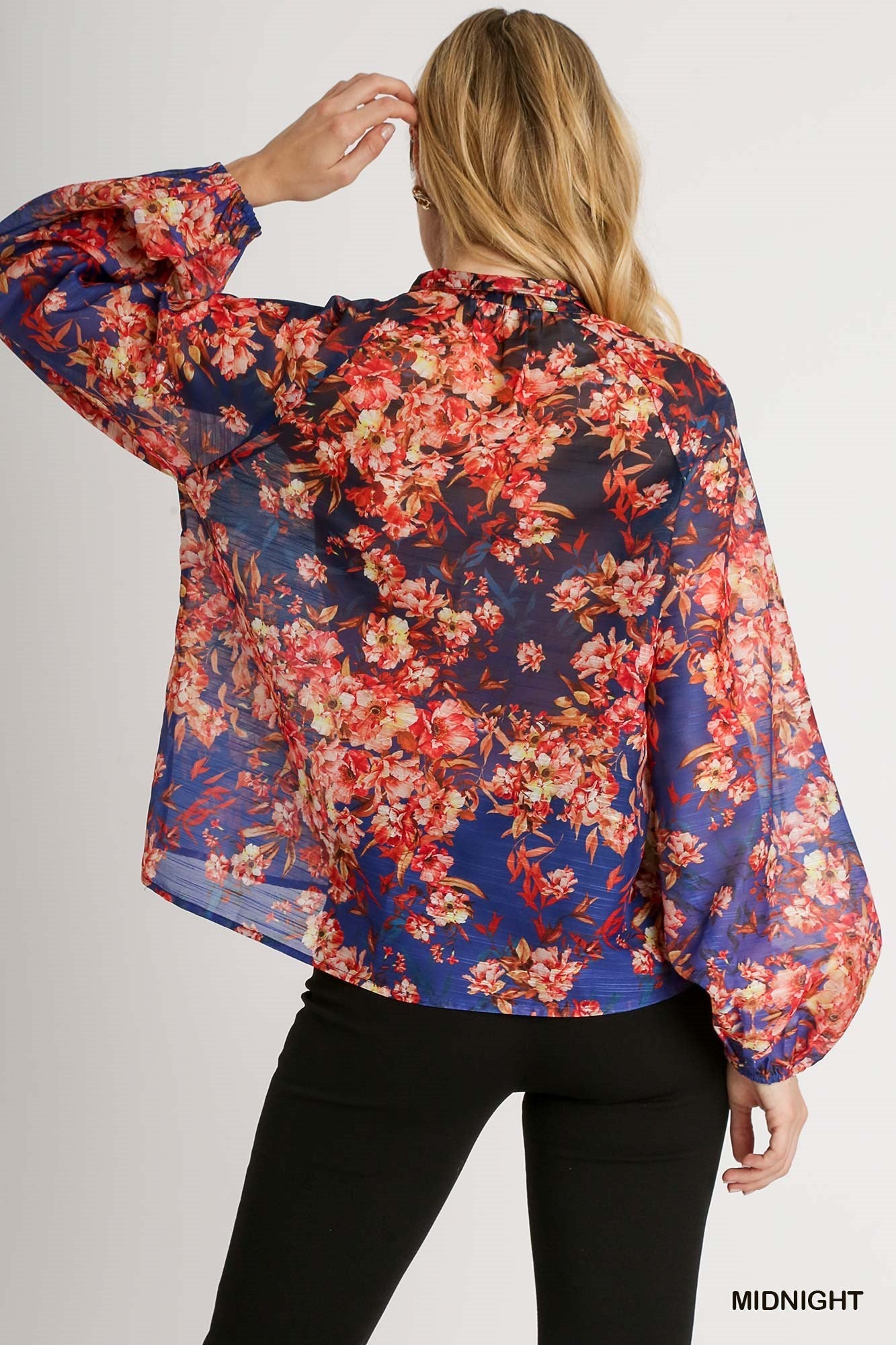 Floral Satin Button Blouse - Mainstream Boutique