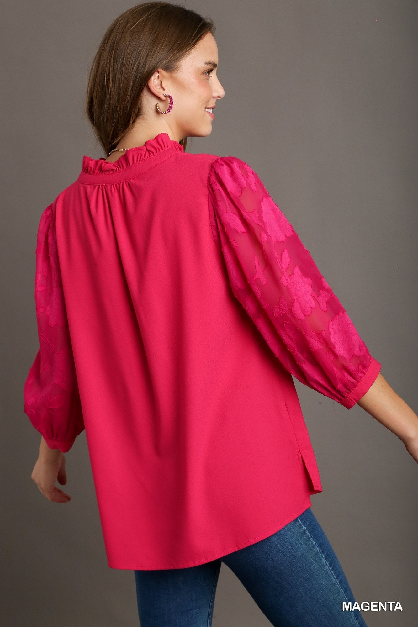 V - Neck Puff Sleeve Tunic - Mainstream Boutique